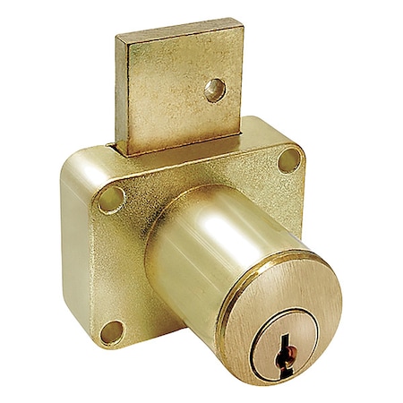 Removable Core Plug Cabinet and Drawer Dead Bolt Locks, Satin Brass, 7/8