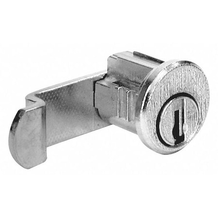 Pin Tumbler Keyed Cam Lock, Bright Nickel, 1/4 in For Door Thickness, 2 Number of Keys MPN:C8714