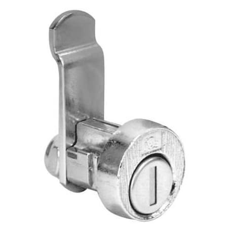 Pin Tumbler Keyed Cam Lock, Bright Nickel, 1/16 in For Door Thickness, 2 Number of Keys MPN:C8735