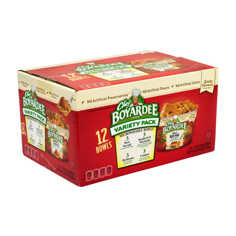 Chef Boyardee Microwavable Bowls, 7.5 Oz, Variety Pack Of 12 Bowls MPN:60550