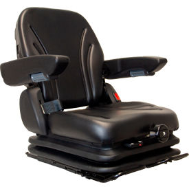 Concentric™ Heavy Duty Seat with Arm Rests Low Profile Suspension & Slot-Bar Vinyl Black 380135BK