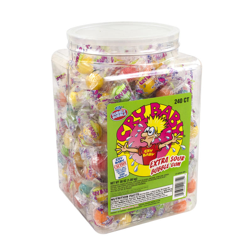 Cry Baby Extra-Sour Bubble Gum, Assorted, 35.2 Oz Tub MPN:635