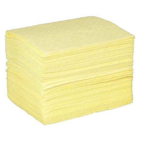 Sorbent Pad, 18 gal, 15 in x 19 in, Harsh Chemicals, Yellow, Polypropylene MPN:35ZP98