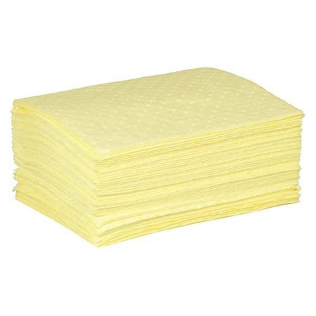 Sorbent Pad, 9 gal, 15 in x 19 in, Harsh Chemicals, Yellow, Polypropylene MPN:35ZP99