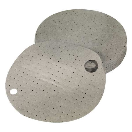Sorbent Pad, 6 gal, 22 in Dia., Harsh Chemicals, Gray, Polypropylene MPN:35ZR02