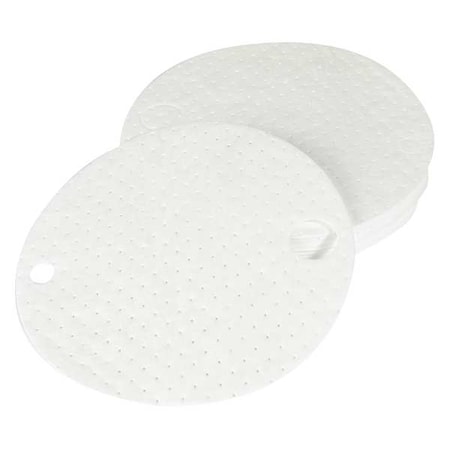 Sorbent Pad, 6 gal, 22 in Dia., Oil, White, Polypropylene MPN:35ZR03