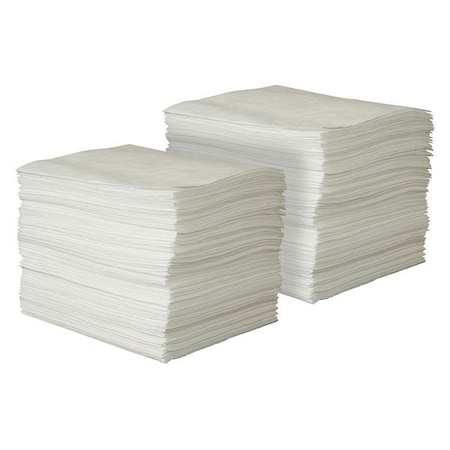 Sorbent Pad, 43 gal, 15 in x 19 in, Oil, White, Polypropylene MPN:35ZR07