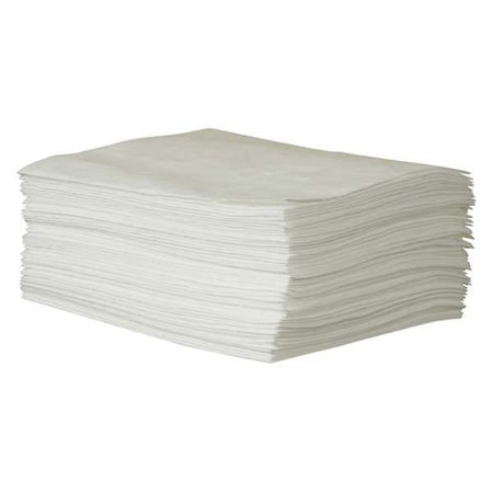 Sorbent Pad, 13 gal, 15 in x 19 in, Oil, White, Polypropylene MPN:35ZR10