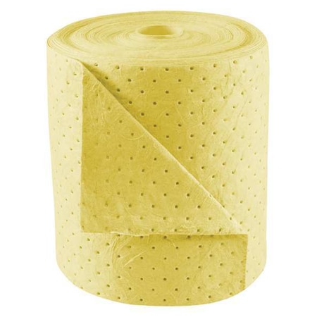 Sorbent Roll, 20 gal, 15 in x 150 ft, Harsh Chemicals, Yellow, Polypropylene MPN:35ZR31