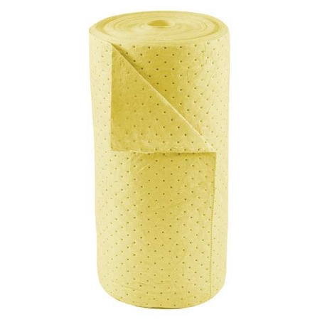 Sorbent Roll, 26 gal, 30 in x 150 ft, Harsh Chemicals, Yellow, Polypropylene MPN:35ZR35