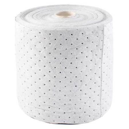 Sorbent Roll, 16 gal, 15 in x 150 ft, Harsh Chemicals, White, Polypropylene MPN:35ZR39
