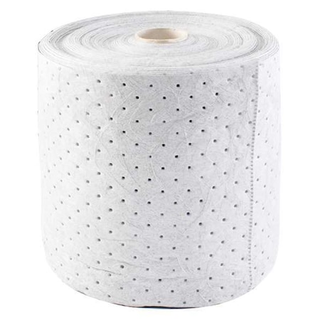 Sorbent Roll, 25 gal, 15 in x 300 ft, Harsh Chemicals, White, Polypropylene MPN:35ZR40
