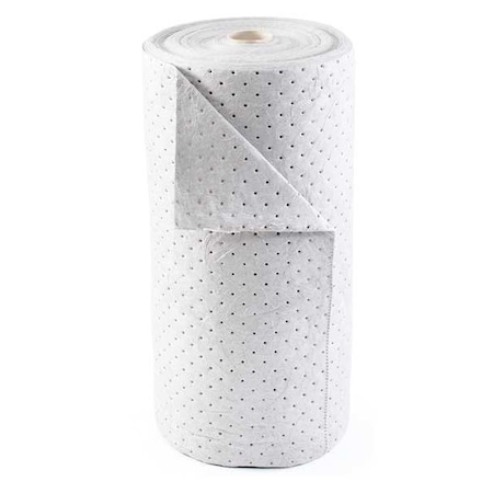 Sorbent Roll, 38 gal, 30 in x 150 ft, Harsh Chemicals, White, Polypropylene MPN:35ZR41