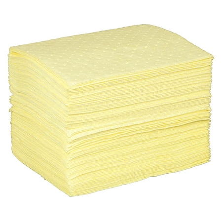 Sorbent Pad, 26 gal, 15 in x 19 in, Harsh Chemicals, Yellow, Polypropylene MPN:436M80