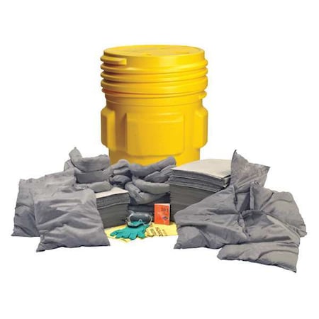 Spill Kit, 55 gal Volume Absorbed per Kit, 65 gal Capacity, Drum, Yellow MPN:35ZR76
