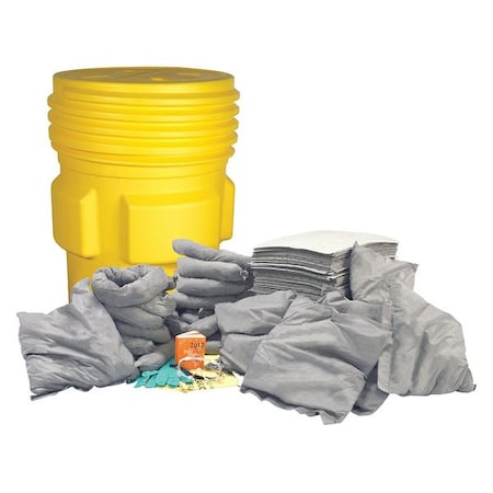 Spill Kit, 67 gal Volume Absorbed per Kit, 95 gal Capacity, Drum, Yellow MPN:35ZR78