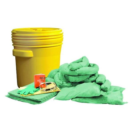 Spill Kit, 14 gal Volume Absorbed per Kit, 20 gal Capacity, Drum, Yellow MPN:35ZR81