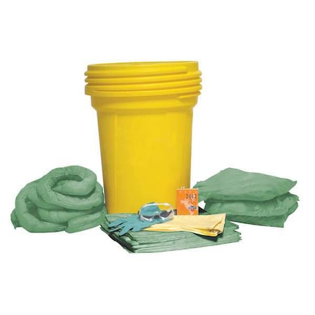 Spill Kit, 29 gal Volume Absorbed per Kit, 30 gal Capacity, Drum, Yellow MPN:35ZR83