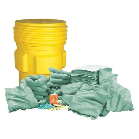 Spill Kit, 67 gal Volume Absorbed per Kit, 95 gal Capacity, Drum, Yellow MPN:35ZR90