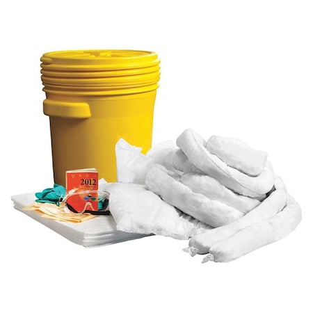 Spill Kit, 14 gal Volume Absorbed per Kit, 20 gal Capacity, Drum, Yellow MPN:35ZR94