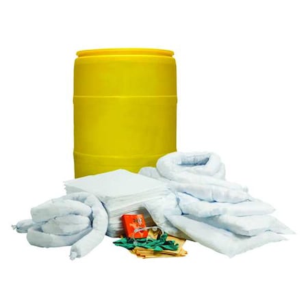 Spill Kit, 32 gal Volume Absorbed per Kit, 55 gal Capacity, Drum, Yellow MPN:35ZR99