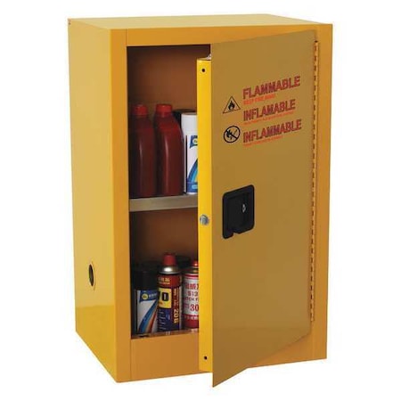 Hazardous Material Storage Cabinet, 16 gal, 1 Shelves, Steel, 23 in W x 45 1/2 in H x 18 in D MPN:42X496