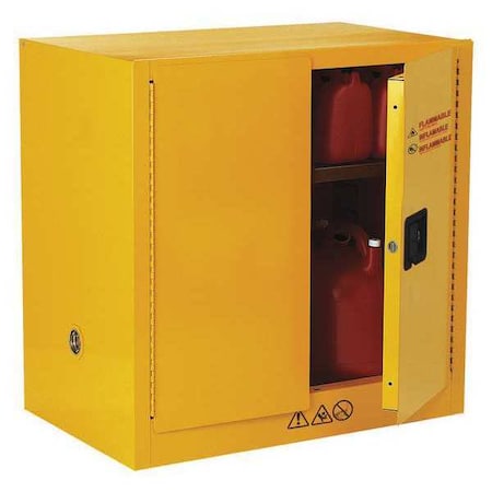 Hazardous Material Storage Cabinet, 22 gal, 1 Shelves, Steel, 35 in W x 35 in H x 22 in D, Yellow MPN:42X497