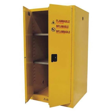 Hazardous Material Storage Cabinet, 60 gal, 2 Shelves, Steel, 34 in W x 66 1/2 in H x 34 in D MPN:42X502