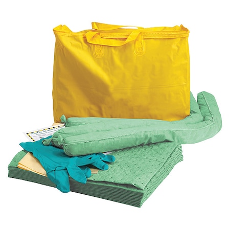 Spill Kit, 5 gal Volume Absorbed per Kit, 7 gal Capacity, Bag, Yellow, 20 MPN:436M95