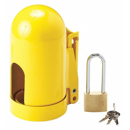 Locking Cylinder Cap, Yellow, Steel, 1 Max. No. of Padlocks, 1/4 in Max. Shackle Dia. MPN:437R36