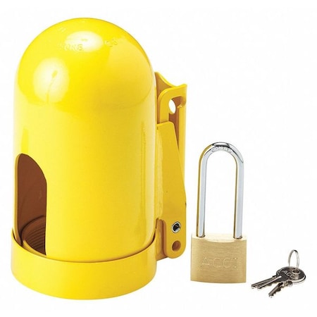 Locking Cylinder Cap, Yellow, Steel, 1 Max. No. of Padlocks, 1/4 in Max. Shackle Dia. MPN:437R37