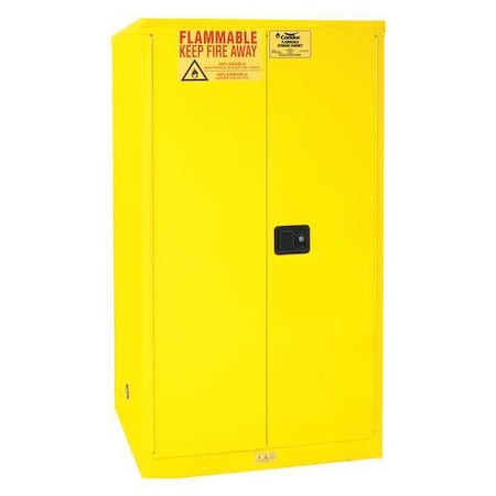 Hazardous Material Storage Cabinet, 60 gal, 2 Shelves, Steel, 34 in W x 66 1/2 in H x 34 in D MPN:45AE82