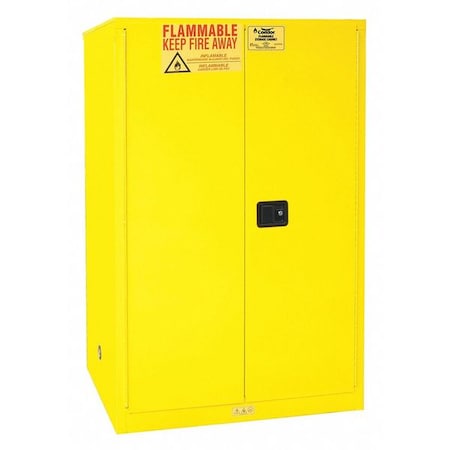 Hazardous Material Storage Cabinet, 90 gal, 2 Shelves, Steel, 43 in W x 66 1/2 in H x 34 in D MPN:45AE85