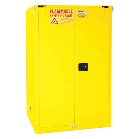 Hazardous Material Storage Cabinet, 90 gal, 2 Shelves, Steel, 43 in W x 66 1/2 in H x 34 in D MPN:45AE89