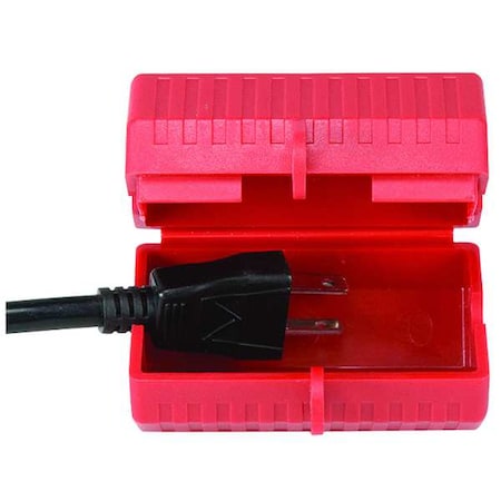 Plug Lockout, Red, Plastic, 1 Max. No. of Padlocks, 9/32 in Max. Shackle Dia. MPN:48KV17