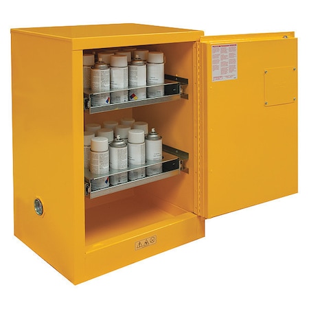 Hazardous Material Storage Cabinet, 24 Aerosol Cans, 2 Shelves, Steel, 23 in W x 35 in H x 18 in D MPN:491M59