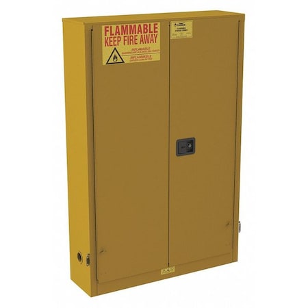 Hazardous Material Storage Cabinet, 30 gal, 5 Shelves, Steel, 43 in W x 65 in H x 12 in D, Yellow MPN:491M68