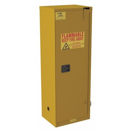 Hazardous Material Storage Cabinet, 24 gal, 3 Shelves, Steel, 23 in W x 65 in H x 18 in D, Yellow MPN:491M70