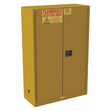 Flammable Safety Storage Cabinet, Recessed Pull Handle, Yellow, 2 Shelves MPN:1045M-50-GRAINGER
