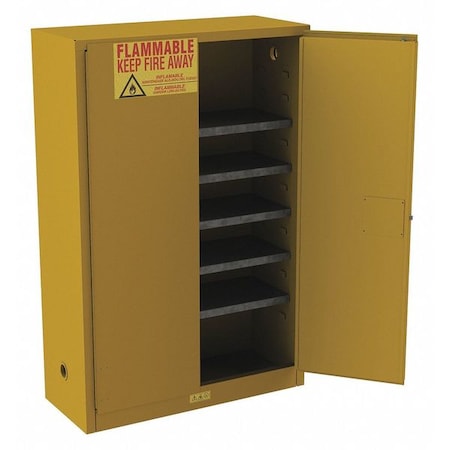 Hazardous Material Storage Cabinet, 60 gal, 5 Shelves, Steel, 43 in W x 65 in H x 18 in D, Yellow MPN:1060MPI-50-GRAINGER