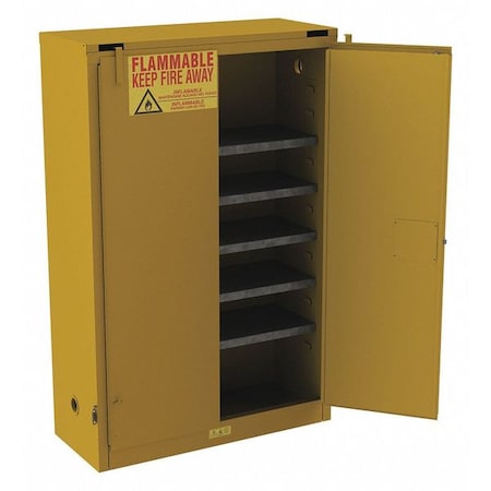 Hazardous Material Storage Cabinet, 60 gal, 5 Shelves, Steel, 43 in W x 65 in H x 18 in D, Yellow MPN:1060SPI-50-GRAINGER