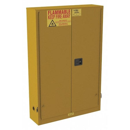 Hazardous Material Storage Cabinet, 30 gal, 5 Shelves, Steel, 43 in W x 65 in H x 12 in D, Yellow MPN:1030SPI-50-GRAINGER