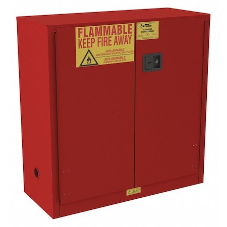 Hazardous Material Storage Cabinet, 30 gal, 1 Shelves, Steel, 43 in W x 45 1/2 in H x 18 in D, Red MPN:491M89