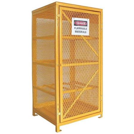 Gas Cylinder Cabinet, 8 Horizontal Cylinders, 65 in H, 31 in W, 30 in Depth, Steel, Yellow MPN:5CHL1