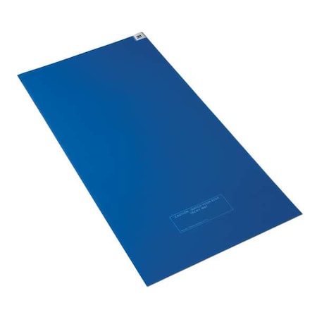Disposable Tacky Mat, Polyethylene, 1.5 mil Thick, 24 in W x 45 in L, Blue, 30, 4 PK MPN:6GRA4