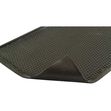 Entrance Mat, Rubber, 1/4 in Thick, Black, 3 ft W x 5 ft L MPN:6LUP2