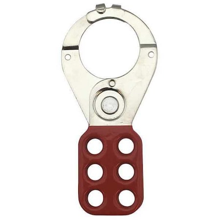 Lockout Hasp, Red, Steel, 6 Max. No. of Padlocks, 3/8 in Max. Shackle Dia., 1 1/2 in Jaw Clearance MPN:7645