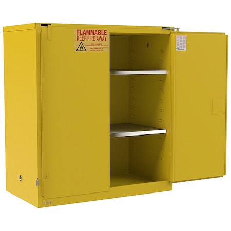 Hazardous Material Storage Cabinet, 120 gal, 2 Shelves, Steel, 59 in W x 66 1/2 in H x 34 in D MPN:795CV6