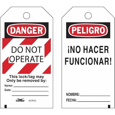 Lockout Tag, Danger, Polyester, 3 in Width, 5 3/4 in Height, Write On Surface: Yes, 25 PK MPN:CNDR-51511-7