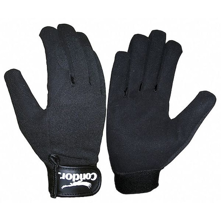 Mechanics Gloves, Synthetic Leather Palm, S, Black MPN:10D870